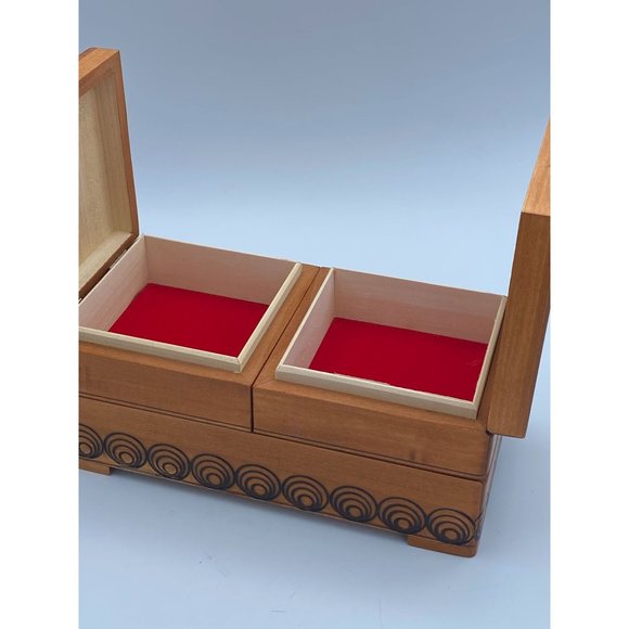 Hand Crafted Wooden Collapsible Divided Sewing /Jewelry Box Lined - Picture 3 of 9